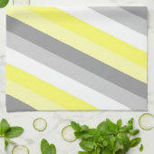 Linge De Cuisine Rayures Jaunes, Blanches et Grises (Plié)