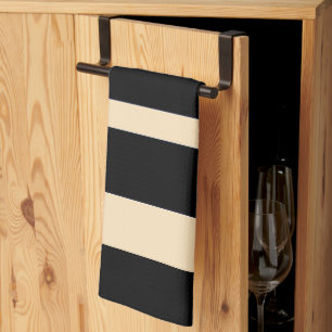 Linge De Cuisine Rayures larges crème et noir