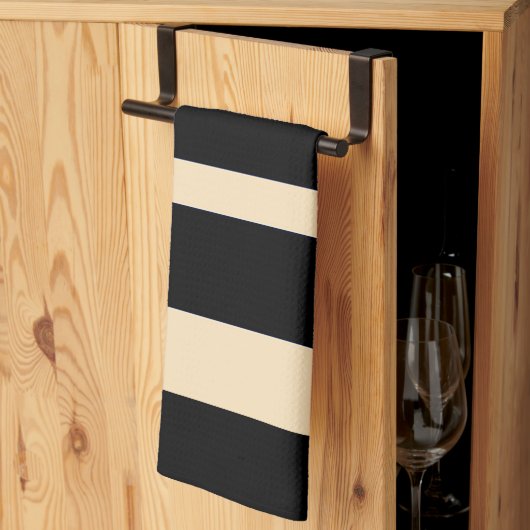 Linge De Cuisine Rayures larges crème et noir (Pliage en tiers)