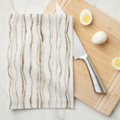 Linge De Cuisine Rayures Marron Crème (Quart Plié)