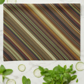 Linge De Cuisine Rayures marron vert et or (Plié)