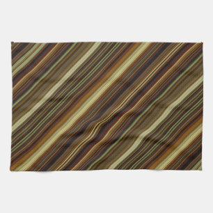 Linge De Cuisine Rayures marron vert et or