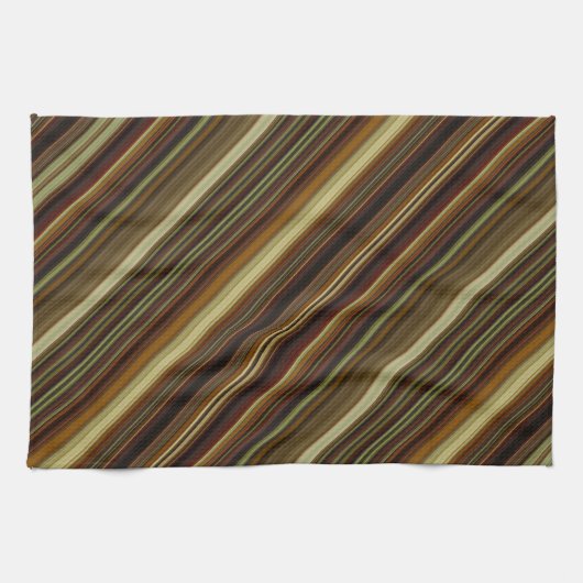 Linge De Cuisine Rayures marron vert et or (Horizontal)