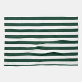 Linge De Cuisine Rayures minces - blanches et vert-foncé (Horizontal)