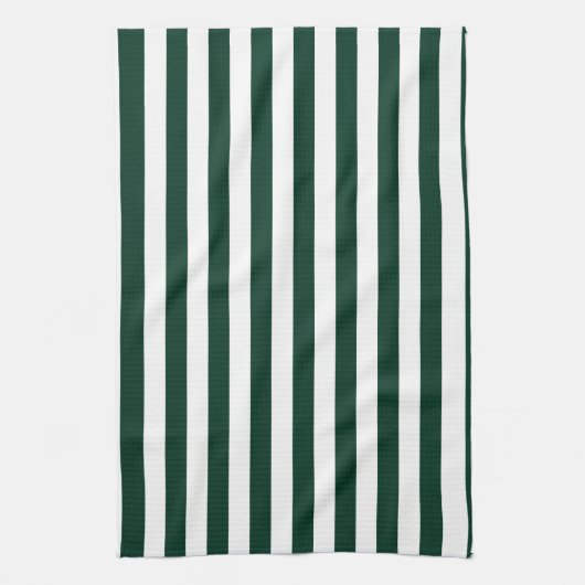 Linge De Cuisine Rayures minces - blanches et vert-foncé (Vertical)