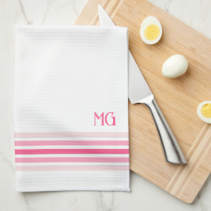 Linge De Cuisine Rayures minimalistes monogrammées rétro