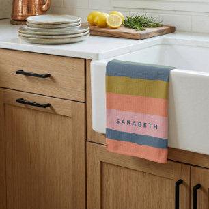 Linge De Cuisine Rayures Modernes Élégantes Beiges Jolis Tons Terre