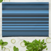 Linge De Cuisine Rayures Noir Bleu (Plié)