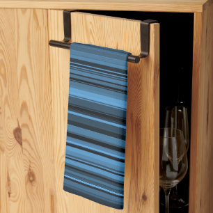 Linge De Cuisine Rayures Noir Bleu