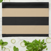 Linge De Cuisine Rayures - noir et Tan (Plié)