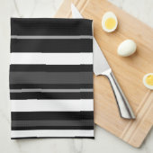 Linge De Cuisine Rayures noires, blanches et grises (Quart Plié)
