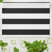 Linge De Cuisine Rayures noires et blanches de base (Plié)