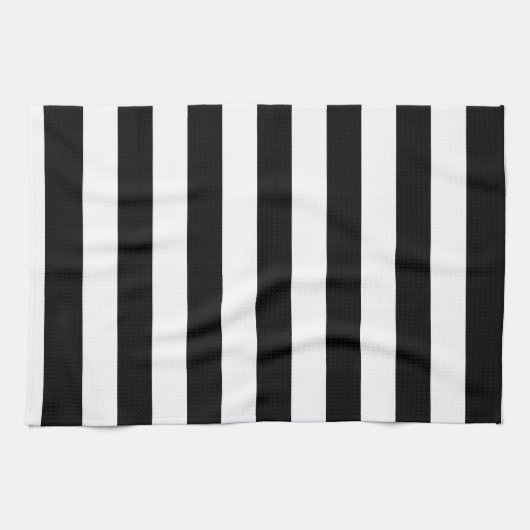 Linge De Cuisine Rayures noires et blanches de base (Horizontal)