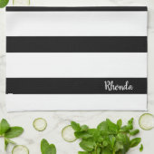 Linge De Cuisine Rayures noires et blanches modernes (Plié)