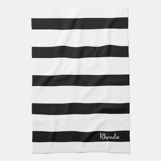 Linge De Cuisine Rayures noires et blanches modernes (Vertical)