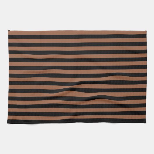Linge De Cuisine Rayures noires et Brown (Horizontal)