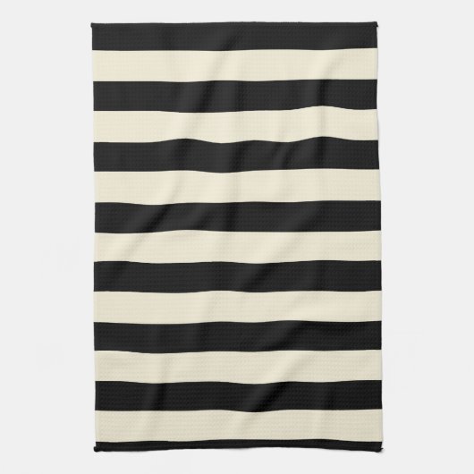 Linge De Cuisine Rayures noires et crèmes (Vertical)