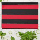 Linge De Cuisine Rayures noires et rouges (Plié)