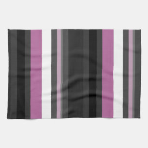 Linge De Cuisine Rayures noires, grises et blanches