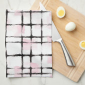 Linge De Cuisine Rayures noires roses (Quart Plié)