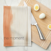 Linge De Cuisine Rayures orange pêche crème   (Quart Plié)