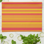 Linge De Cuisine Rayures Orange Rouge Jaune (Plié)