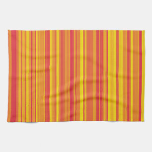 Linge De Cuisine Rayures Orange Rouge Jaune