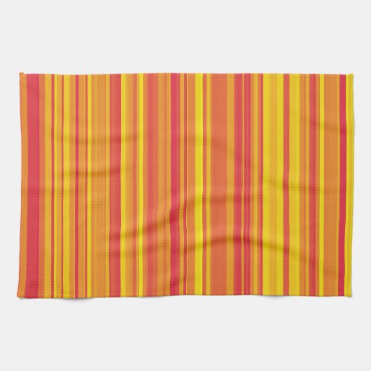 Linge De Cuisine Rayures Orange Rouge Jaune (Horizontal)
