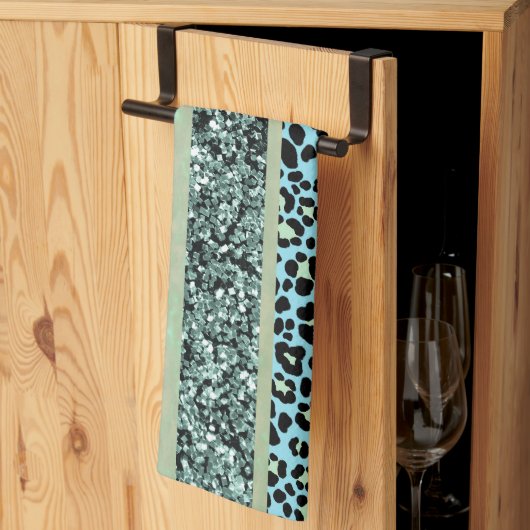 Linge De Cuisine Rayures Pailletées Léopard Glam 2 (Pliage en tiers)