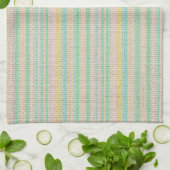 Linge De Cuisine Rayures pastel aspect lin (Plié)