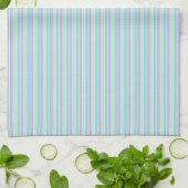 Linge De Cuisine Rayures pastel violet, vert et bleu (Plié)