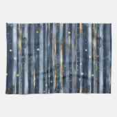 Linge De Cuisine Rayures Points Or Bleu (Horizontal)