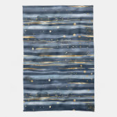 Linge De Cuisine Rayures Points Or Bleu (Vertical)