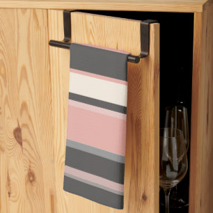Linge De Cuisine Rayures rose et gris du milieu du siècle moderne