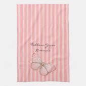 Linge De Cuisine Rayures roses avec papillon (Vertical)