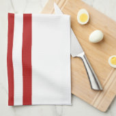 Linge De Cuisine Rayures rouges et chevrons avec monogramme sur fon (Quart Plié)