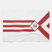 Linge De Cuisine Rayures rouges et chevrons avec monogramme sur fon (Horizontal)