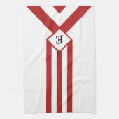 Linge De Cuisine Rayures rouges et chevrons avec monogramme sur fon (Vertical)