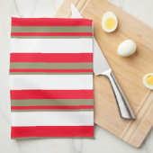 Linge De Cuisine Rayures rouges et vertes (Quart Plié)