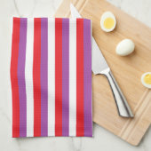 Linge De Cuisine Rayures rouges, pourpres et blanches (Quart Plié)