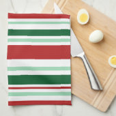 Linge De Cuisine Rayures rouges, vertes et blanches mixtes modernes (Quart Plié)