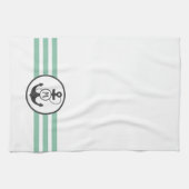 Linge De Cuisine Rayures vert clair avec le monogramme d'Ancre (Horizontal)