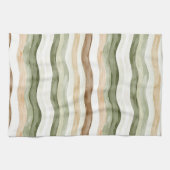 Linge De Cuisine Rayures Vert Crème Marron (Horizontal)