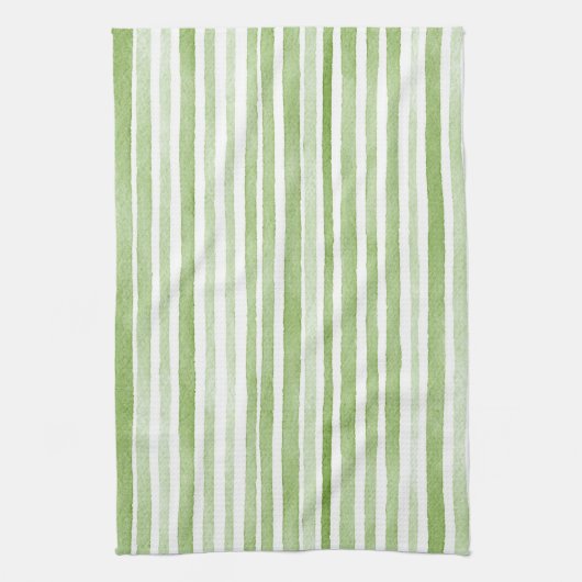 Linge De Cuisine Rayures vertes blanches (Vertical)
