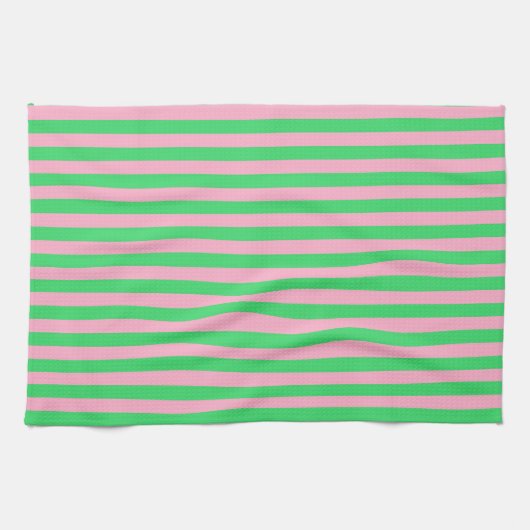 Linge De Cuisine Rayures vertes et roses (Horizontal)
