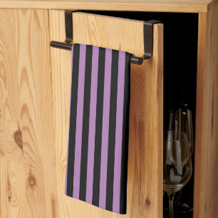Linge De Cuisine Rayures verticales modernes lavande violet et noir