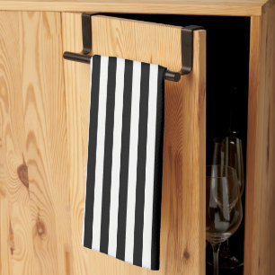Linge De Cuisine Rayures verticales noires et blanches minimales cl