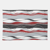 Linge De Cuisine Rayures verticales onduleuses blanc noir et gris (Horizontal)