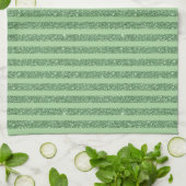 Linge De Cuisine Rayures verticales simples avec paillettes de vert (Plié)