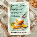 Linge De Cuisine Recette de bars de citron personnalisée<br><div class="desc">Éclairez votre cuisine avec cette recette personnalisée Lemon Bars serviette de cuisine. Doté d'un dessert aux barres de citron magnifiquement illustré et d'une recette facile à suivre, cette serviette ajoute charme et fonctionnalité à votre cuisine. Customisez-le avec votre nom ou votre message pour le rendre unique. Un cadeau parfait pour...</div>